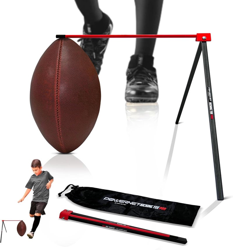 PowerNet Football Kicking Tee Pro, Portable with Included Carry Bag, Durable All Metal Football Holder, Use for Field Goal Practice and Training, Compatible with All Football Sizes - Image 1